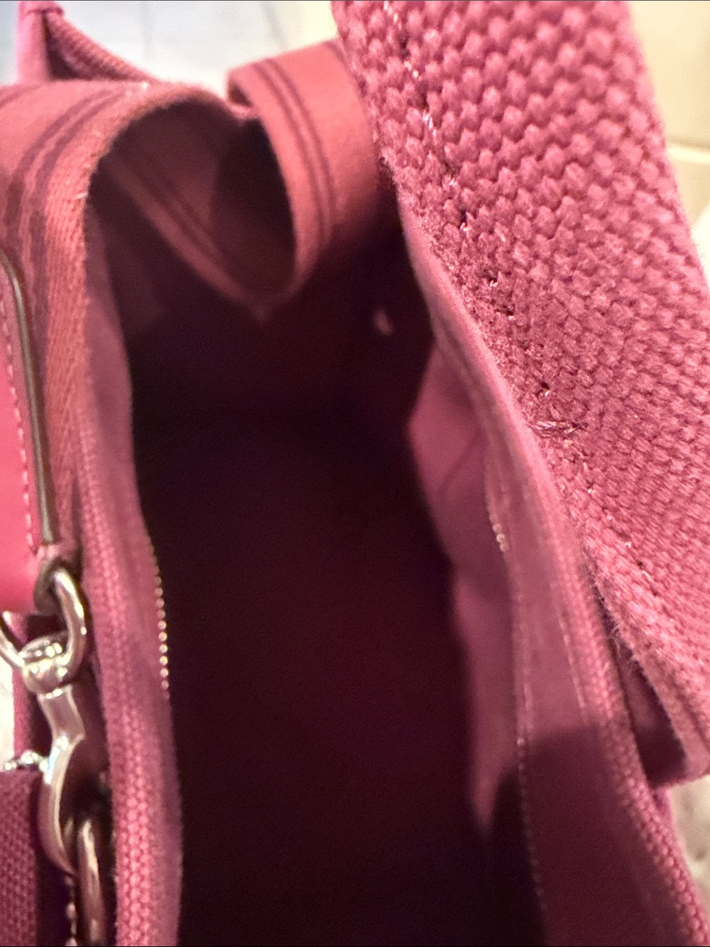 Coach Canvas Tote in Deep Raspberry Pink - Picture 3 of 4